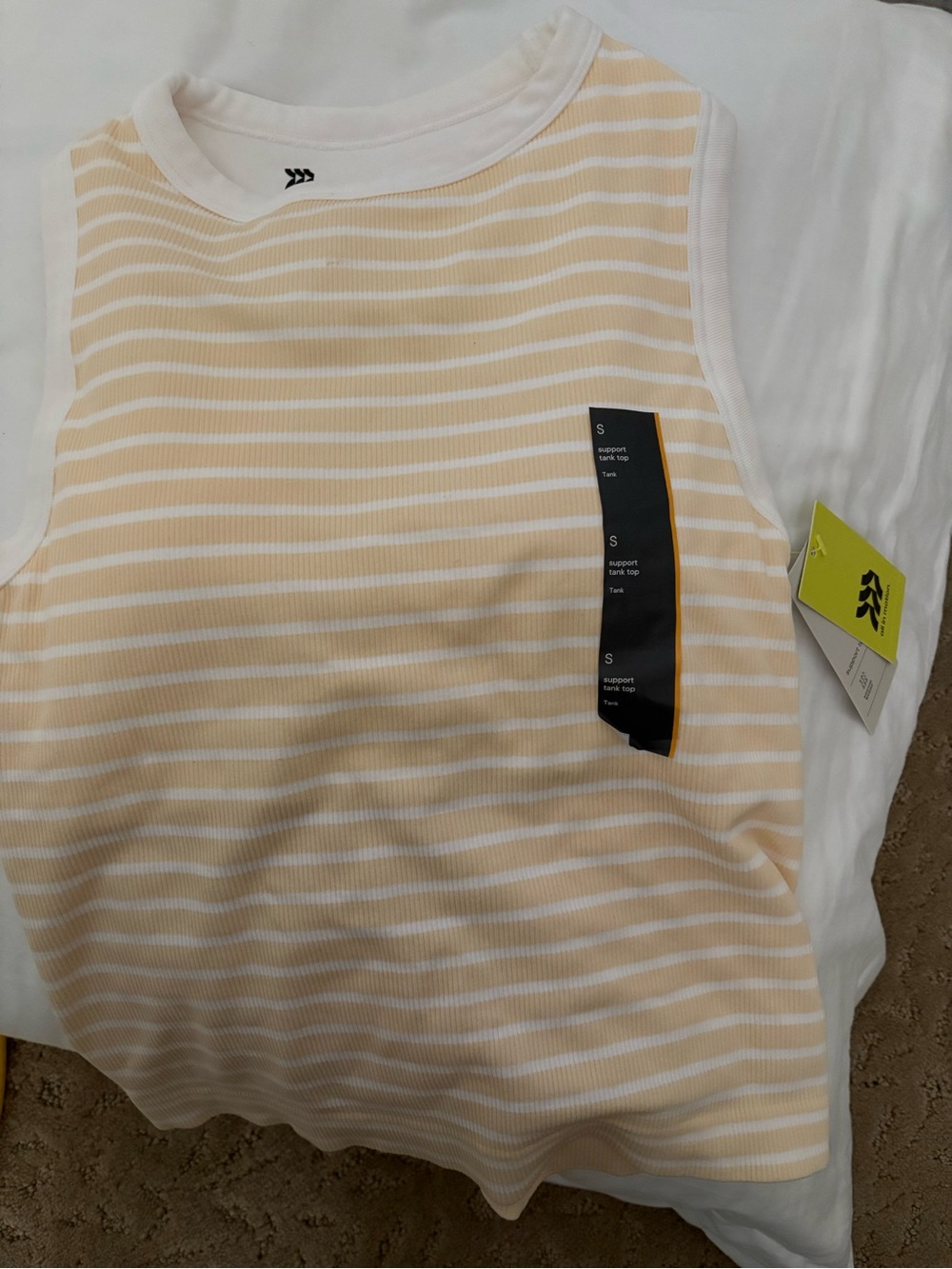 All in Motion Striped Sleeveless Tank Top in Yellow and White